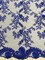 1 Yard Royal Blue Sequin Lace Fabric, Corded Mesh Embroidered with Double Scalloped Edge 54″ Wide